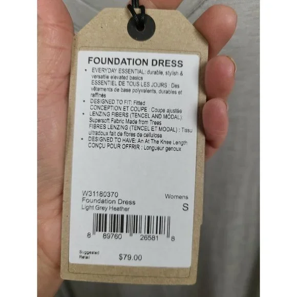 Prana Light Gray Ruched Fitted Jersey NEW Foundation Dress Size Small - Picture 7 of 8